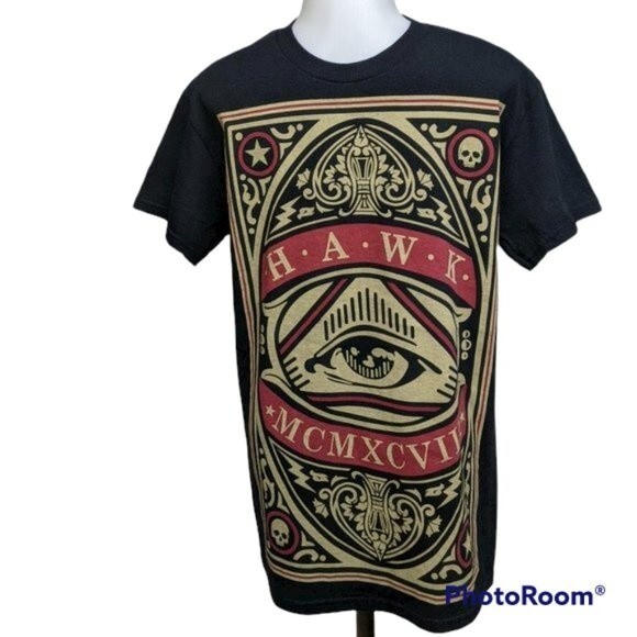 Tony Hawk Tee Men Small Crew Neck Short Sleeves Cards Mind's Eye T-shirt Black S - Picture 1 of 6